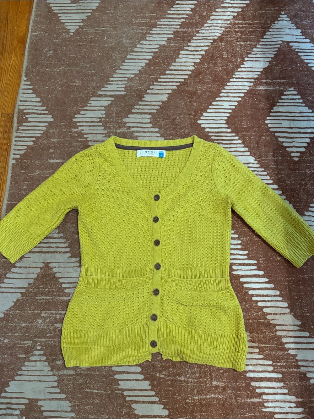 sparrow Chartreuse Knit Button-Front Women's Cardigan